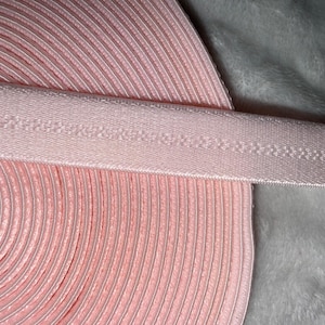 10 yards Baby Pink lingerie satin bra strap elastic 1/2" wide herringbone pattern