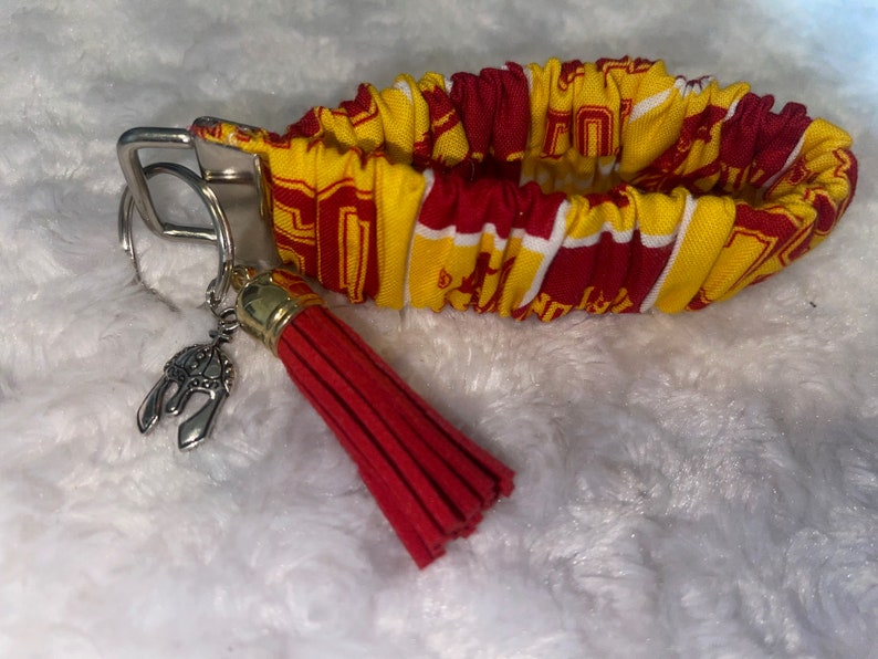 University of Southern California USC scrunchie Elastic Wrist Key FOB Keychain College NCAA Elastic Scrunchie