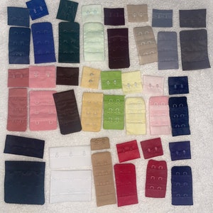 Lot 22 sets colored hook and eye Bra closure Repair replacement sewing supplies for bra making 3 hooks 2 3 rows Red Orange Yellow Green Blue