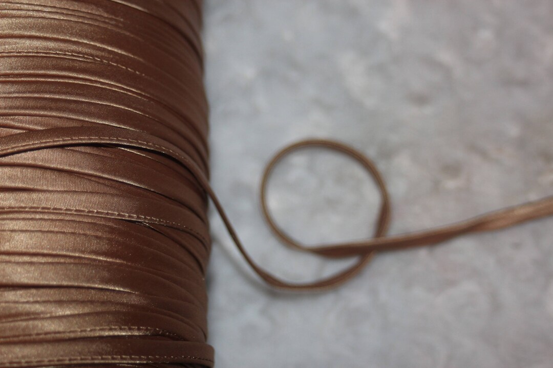 11.6 Yards Caramel Tan Spaghetti Strap Tube String Tubular Hollow Satin ...