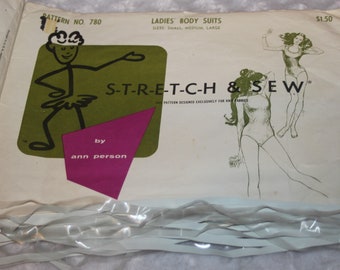 FREE Elastic Uncut Vintage Sewing Pattern Stretch & Sew 780  one piece bathing suit body suit leotard FREE 10 yards Clear Rubber elastic