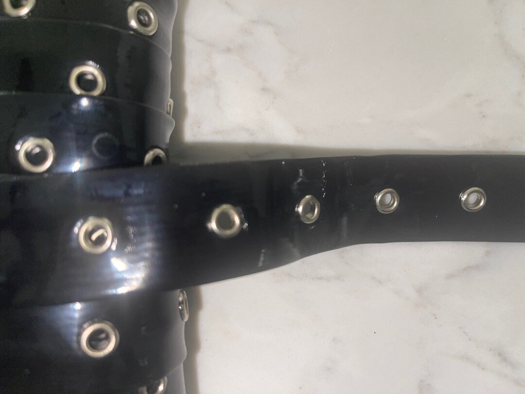 3 Yards Black Shiny Patent Leather Grommets Sewing for Corsets Bustiers