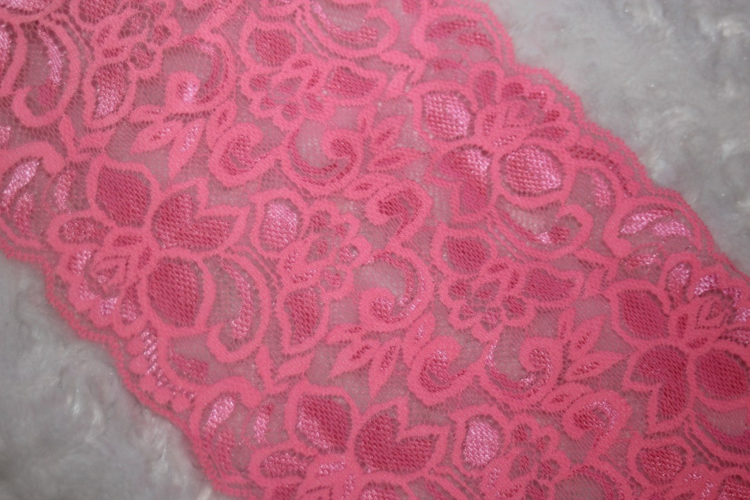 5 Yards Bright Neon Bubblegum Pink Galloon Sheer Floral - Etsy