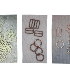 3 dozen (36 pieces - 18 pair) taupe cream  coated Metal bra strap adjuster Tri Glide slider sliders o ring rings 1/2" 5/8"
