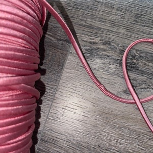 10 yards pink rose Bridal Spaghetti Strap Tube string tubular hollow satin shiny satin look Stretch Cord Lace Up Tees 1/4" wide