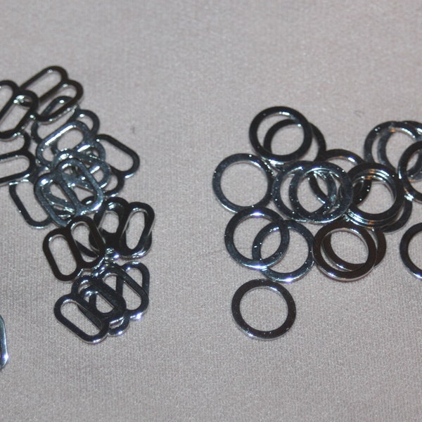 3 dozen (36 pieces - 18 pair) SILVER Metal bra strap adjuster Tri Glide slider sliders o ring rings 1/4"*