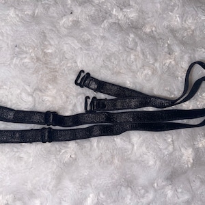4 pair BLACK metal hooks sliders spaghetti replacement lingerie BRA strap Shiny Elastic 3/8" wide 14.5" long*