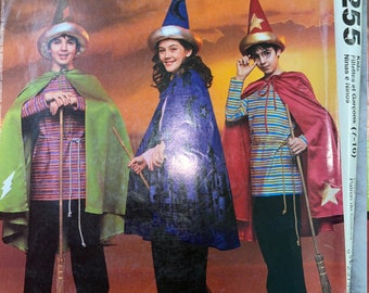 McCall's Costumes P255 3324 Halloween costume sewing pattern Boys and Girl's Wizard cape hat Size 7-16