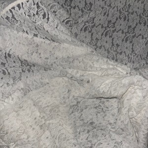 2 yards solid white floral flowers stretch lace fabric 60&quot; wide dance bridal wedding