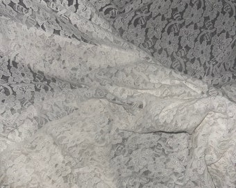 2 yards solid white floral flowers stretch lace fabric 60" wide dance bridal wedding