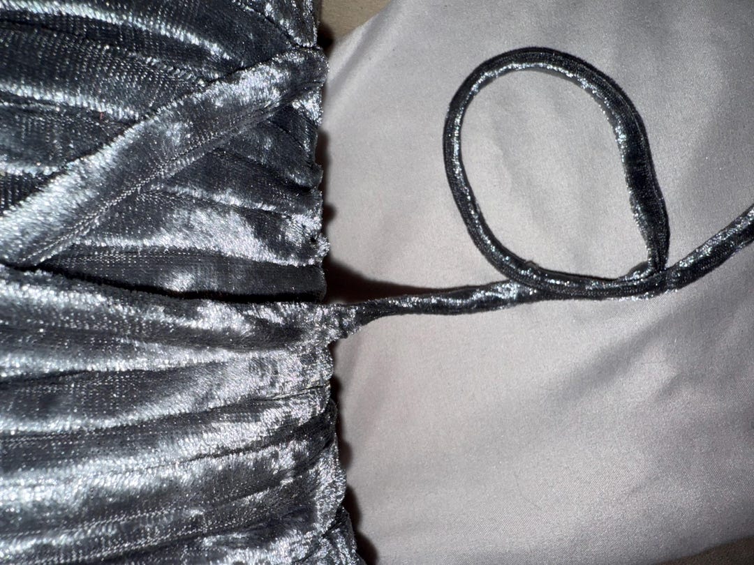5 Yards Gray Velvet Fabric Minimal Stretch Tubular Spaghetti Cord ...