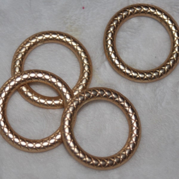 Set 10 METAL matte Gold Etched ROUND circle craft Rings Ring 3/4" Heavy Duty