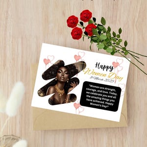 Elegant Women&#39;s Day Card Canva Template | International Women&#39;s Day Social Media Post |Feminine Business Marketing | Editable Digital Design