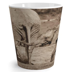 Sepia Elephant Latte Mug - Animal Lover Gift, Coffee Mug, Nature Decor, Eco-Friendly Cup, Perfect for Birthdays