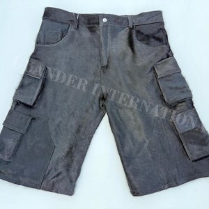 Men Real Leather Pony Hair On Shorts Vintage Western Unique Leather Shorts Handmade Leather Shorts  Mens Biker Shorts