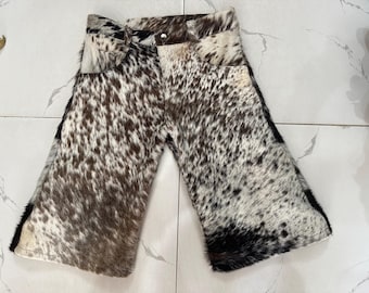Real Leather Pony Hair On Shorts for Men Vintage Western Unique Leather Shorts Handmade Leather Shorts  Mens Biker Shorts