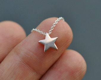 Vermeil Rose Gold Star Necklace - Gold plated over sterling silver star charm necklace, pink gold star charm