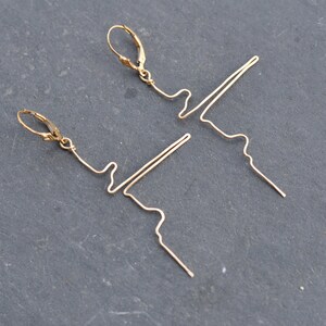 mini gold Custom heart beat earrings - accurate representation of heartbeat on EKG, dainty heartbeat earrings, RN MD gift, ekg earrings