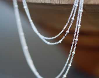 24" Multi chain silver satellite necklace, layering necklace, dainty layering necklace, everyday necklace
