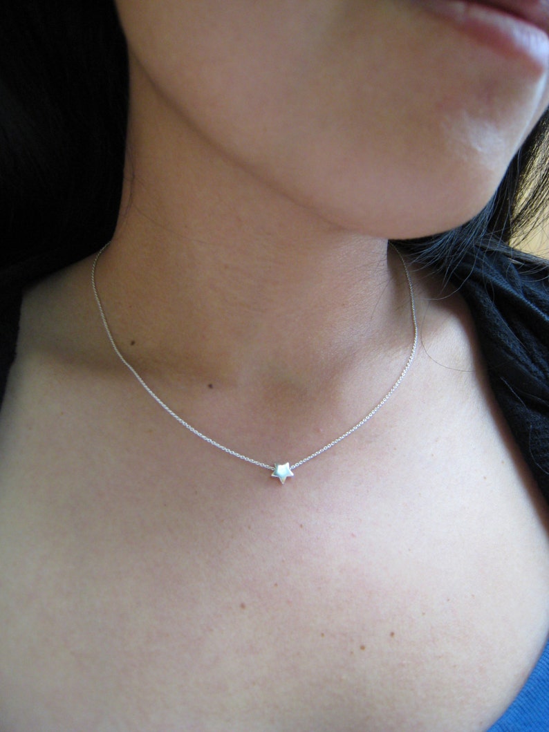 Sterling Silver Star Necklace, Mini sterling silver star necklace image 3