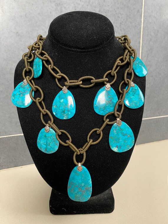 Amy Kahn Russell turquoise pendant statement neck… - image 1