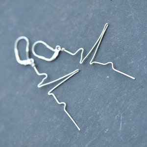 mini silver Custom heart beat earrings - accurate representation of heartbeat on EKG, dainty heartbeat earrings, RN MD gift, ekg earrings