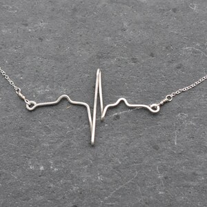 Sterling Silver Custom heart beat necklace  - EKG jewelry, EKG necklace, RN gift