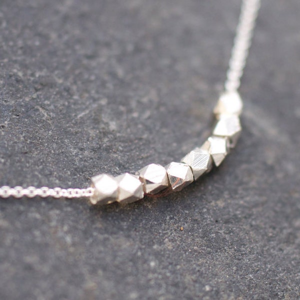 Silver Tiny raw nugget necklace on delicate sterling silver chain