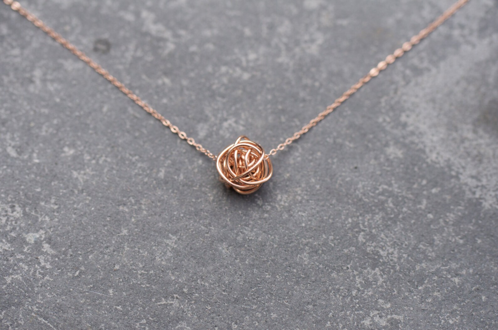 Rose gold love knot necklace Clearance