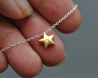 Vermeil Gold Star Necklace - Gold plated over sterling silver star charm necklace