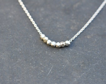 Silver nugget necklace on delicate sterling silver chain, bridesmaid necklace, everyday necklace, minimalist jewelry, layering necklace
