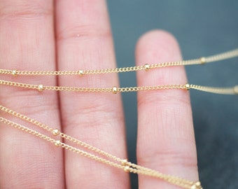 38" Long 14k gold filled satellite chain necklace, layering necklace, long delicate necklace, dainty minimal layering necklace