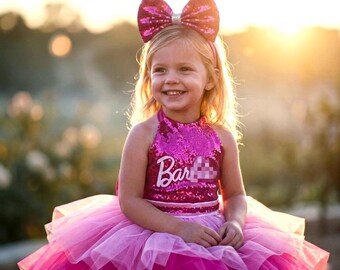 Disfraz rosa fucsia para bebé, top y falda rosa fucsia para cumpleaños, conjunto de disfraz de muñeca para bebé, disfraz rosa para fiesta de cumpleaños de bebé