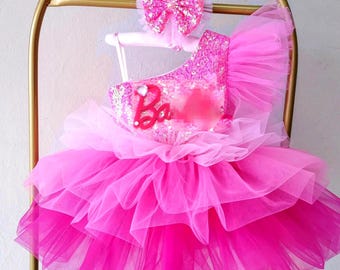 40th birthday photoshoot dresses Barbie Neon Pink Net Tulle Skirt BAS717  Tiny Girl