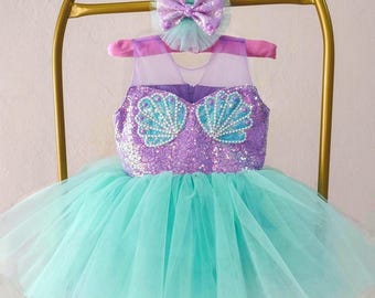 Lilac Mermaid Baby  Dress, Lilac Mermaid  Photoshoot Costume,Toddler Mermaid Birthday Photooshot Dress,Mermaid Tulle Dress
