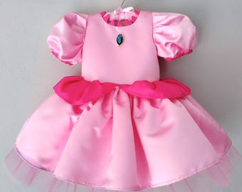 Princess Peach Dress, Princess Peach Baby Birthday Photoshoot Dress, 1st Birthday Dress, Princess Toddler Birthday Dress
