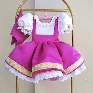 Vestido fucsia para bebé, disfraz para sesión de fotos de niña pequeña, vestido para sesión de fotos de cumpleaños de bebé, vestido para el primer cumpleaños imagen 1