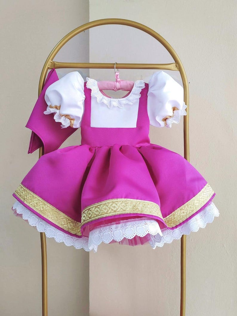 Vestido fucsia para bebé, disfraz para sesión de fotos de niña pequeña, vestido para sesión de fotos de cumpleaños de bebé, vestido para el primer cumpleaños imagen 1