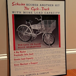 Large Schwinn Cycle-Truck Vintage Bicycle Advertisement - Large Vintage Wall Art Poster