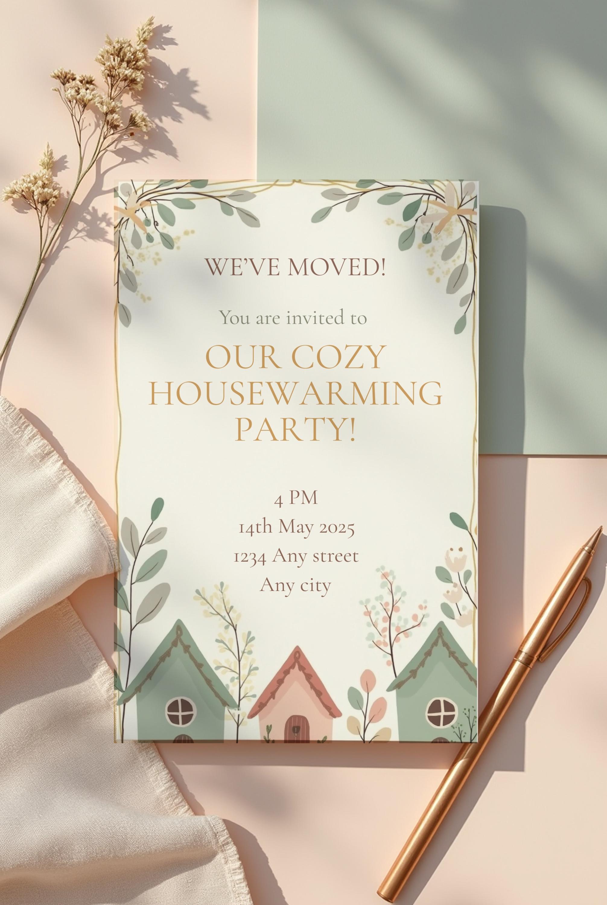 Floral Housewarming Invitation: Minimalist New Home Party (digital) - Etsy