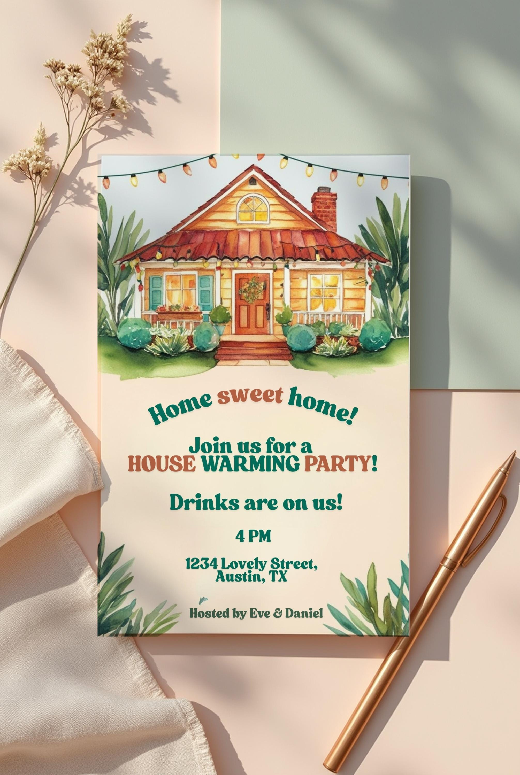 Editable House Warming Party Invitation Template Digital, Customizable ...