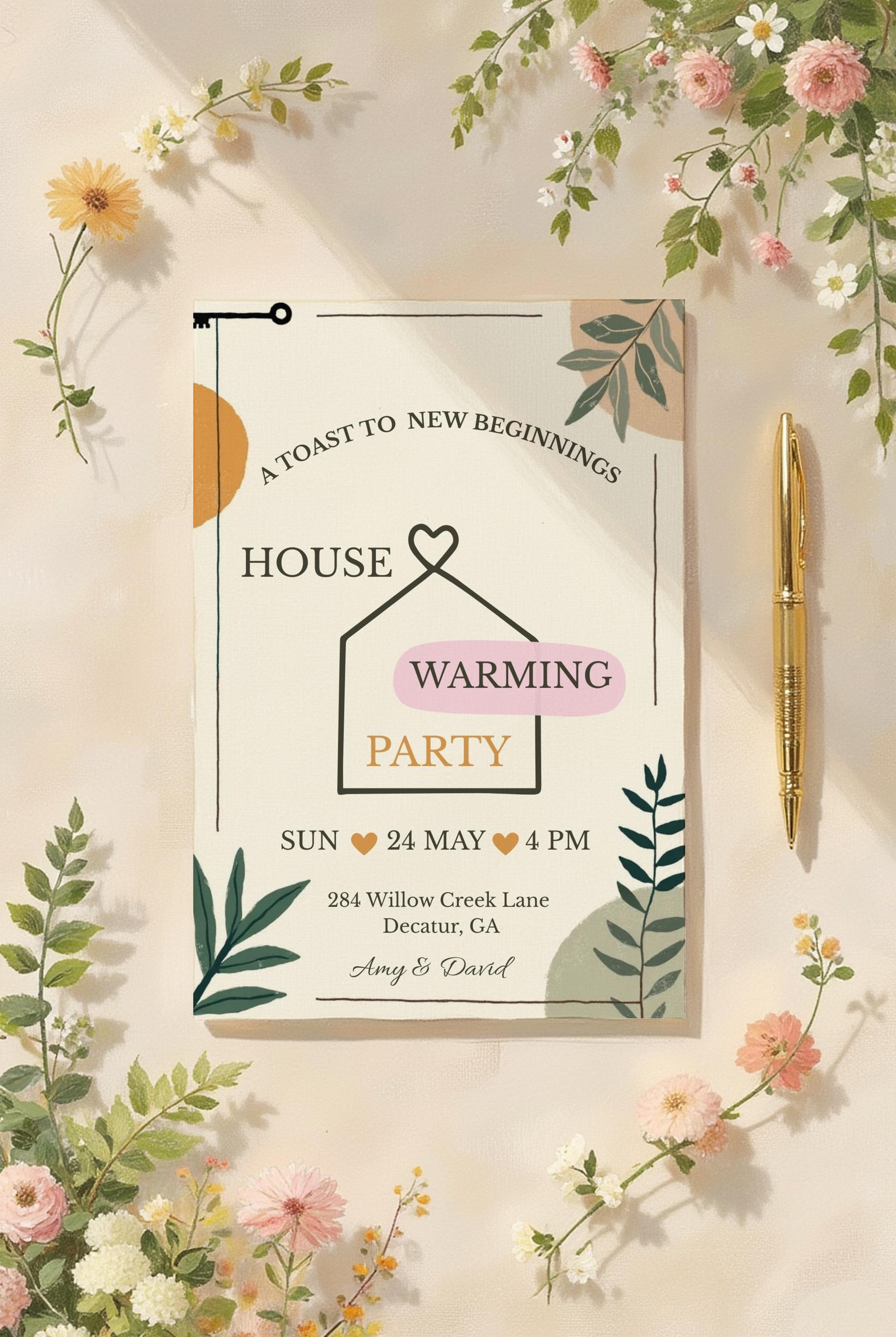 Minimalist Housewarming Invitation Template: Modern Party Invite ...