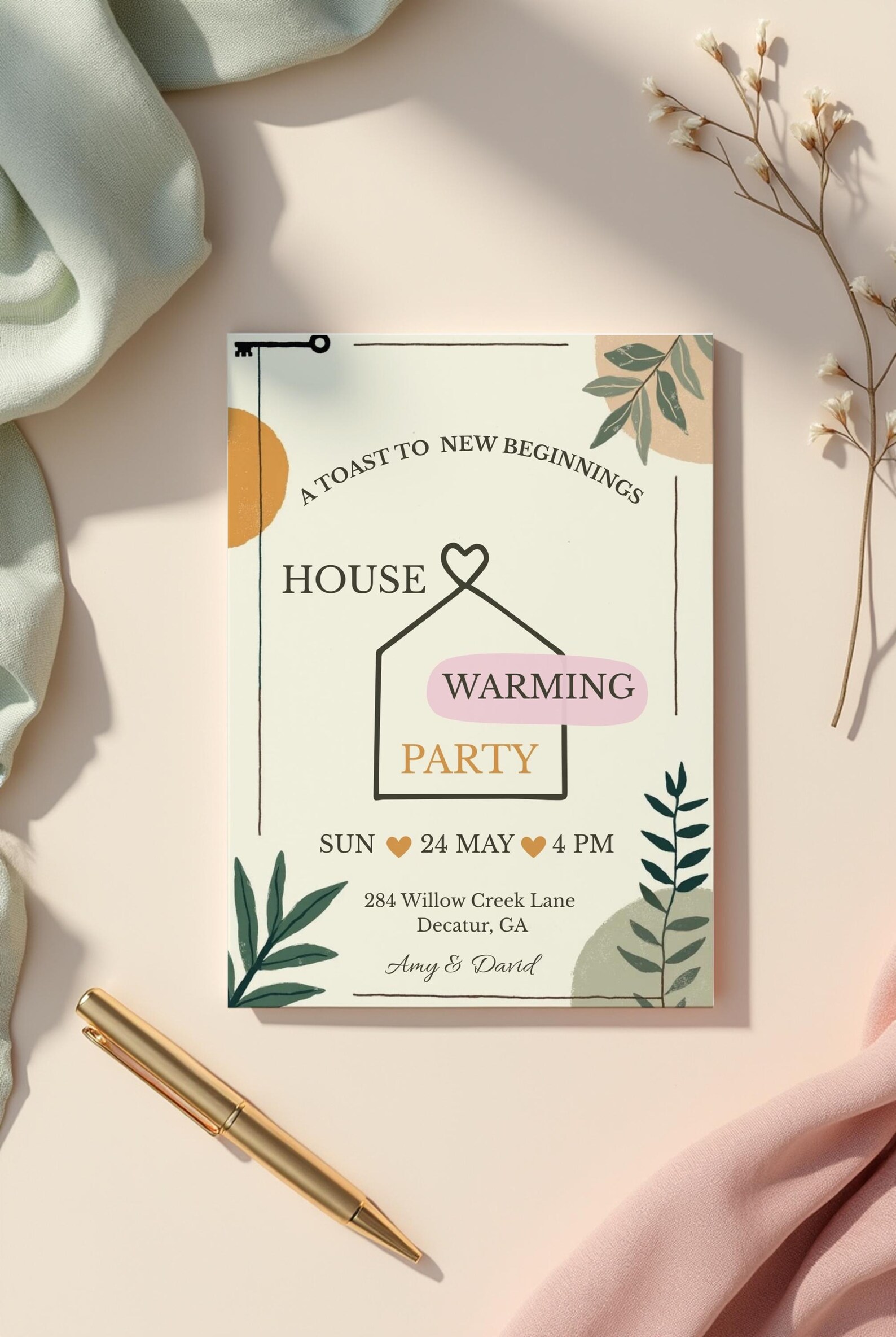 Minimalist Housewarming Invitation Template: Modern Party Invite ...