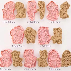 Dog cookie cutters 8 set baking mould fondant embossers Paw patrol inc. Marshall, Rubble, Ryder, Everest, Skye