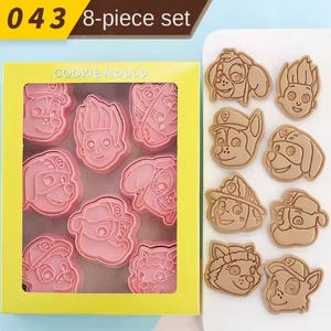 Dog cookie cutters 8 set baking mould fondant embossers HEADS Paw patrol inc. Marshall, Rubble, Ryder, Everest, Skye