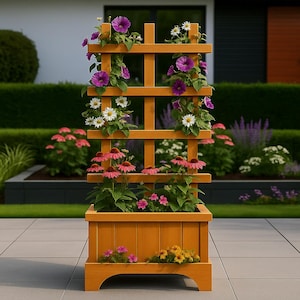 Houten plantenbak zelf maken | Bouwplannen voor verhoogde tuinbedden voor buiten | Blauwdrukken en instructies voor bloembak cederhout