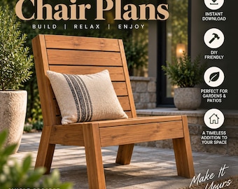 DIY Outdoor Wooden Chair Plans, Slatted Patio Furniture (PDF Download)