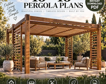 16'x16' Wooden Pergola Plans, DIY Outdoor Garden Structure (PDF Download)