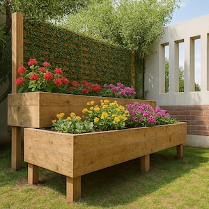 2-laags verhoogde tuinperk 3 x 8, verhoogde plantenbak plattegronden, groentebak plattegronden, balkon plantenbak plattegronden, eenvoudig te bouwen