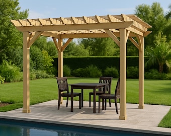 DIY 10x10 Open Pergola Plan: Outdoor Kitchen, Patio, or Carport, DIY Pergola Plans Modern Design PDF Blueprint, Pergola, Pergola Plans,